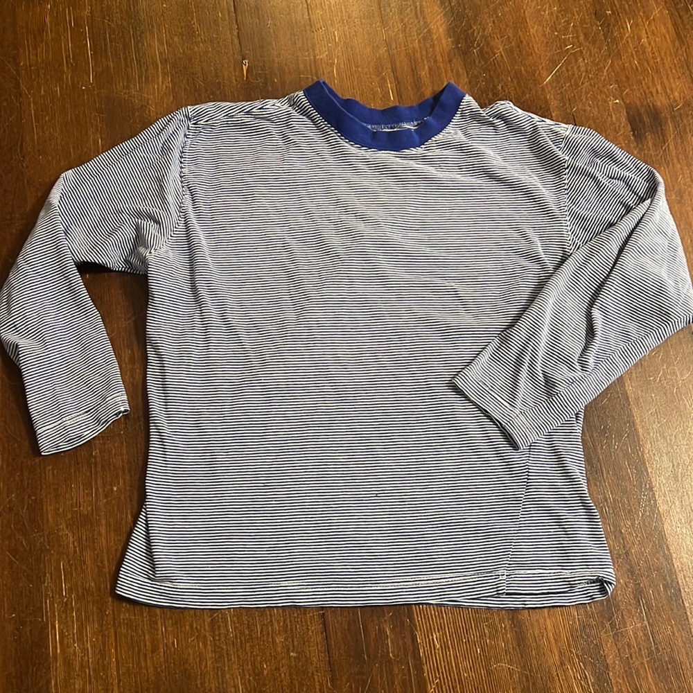 Vintage Esprit Blue & White Striped Long Sleeve Top 100% cotton Size Small